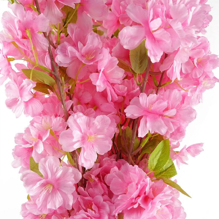 Premium 6-Piece 100cm Pink Artificial Blossom Stems - High-Quality Silk Flowers & Leaves for Elegant Arrangements