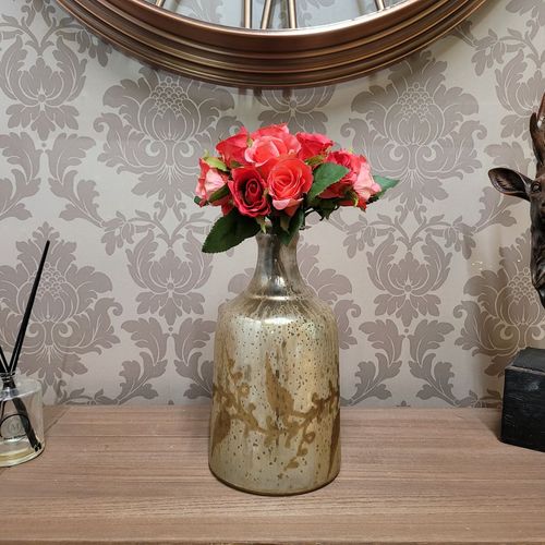 11" ANTIQUE SILVER GLASS DECORATIVE VASE