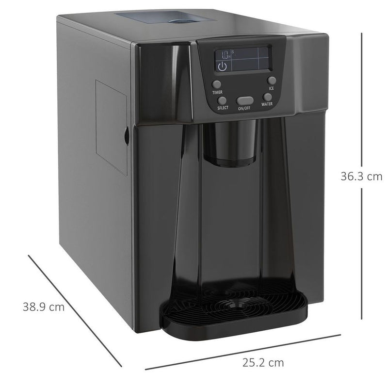 HOMCOM Ice Maker Machine and Water Dispenser No Plumbing Required Black