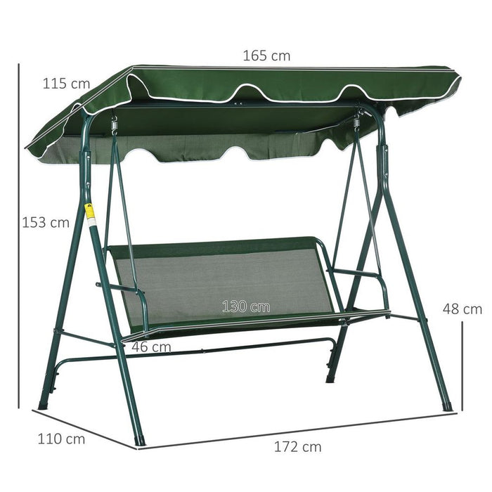 Outdoor 3-person Porch Swing Chair with Adjustable Canopy Green