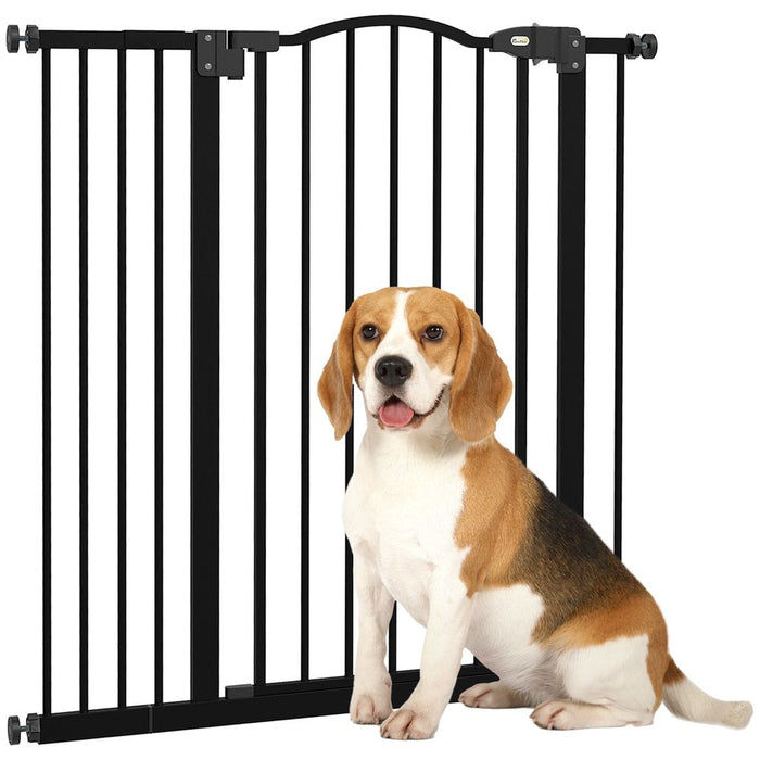 PawHut Adjustable Metal Pet Gate Barrier with Auto-Close Door - Top Quality, Easy Installation