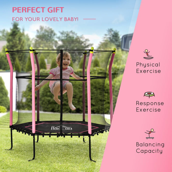 Premium 5.2FT Kids Trampoline - Enclosure & Indoor/Outdoor Use - 3-10 Years - Pink