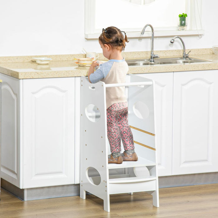 Adjustable Kids Step Stool - Safe & Sturdy Toddler Kitchen Stool for Independence