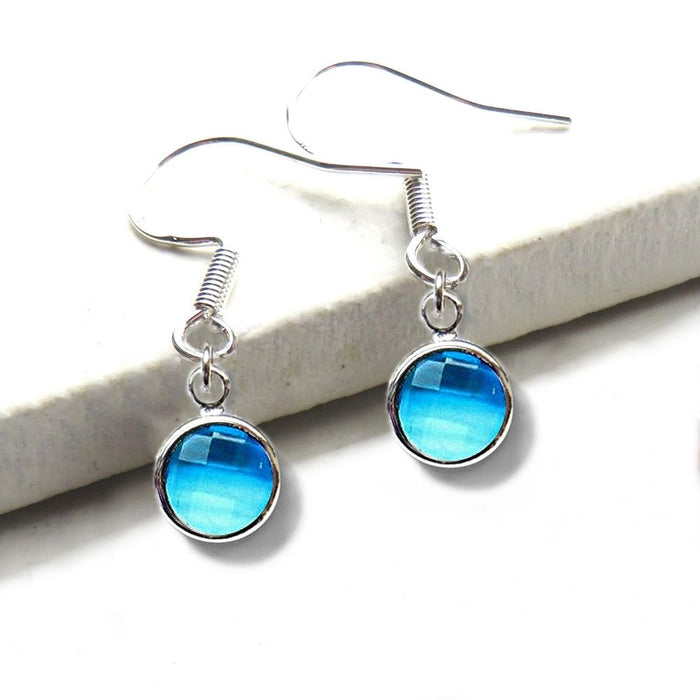 Premium Quality December Birthstone Drop Earrings - Teal