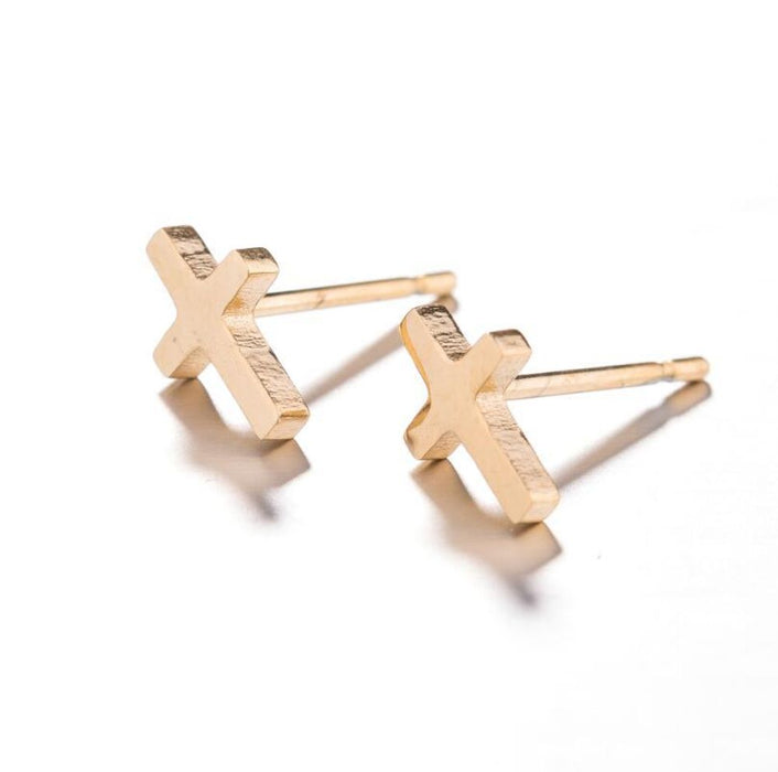 Small Gold Cross Stud Earrings | Ideal Birthday or Christmas Gift