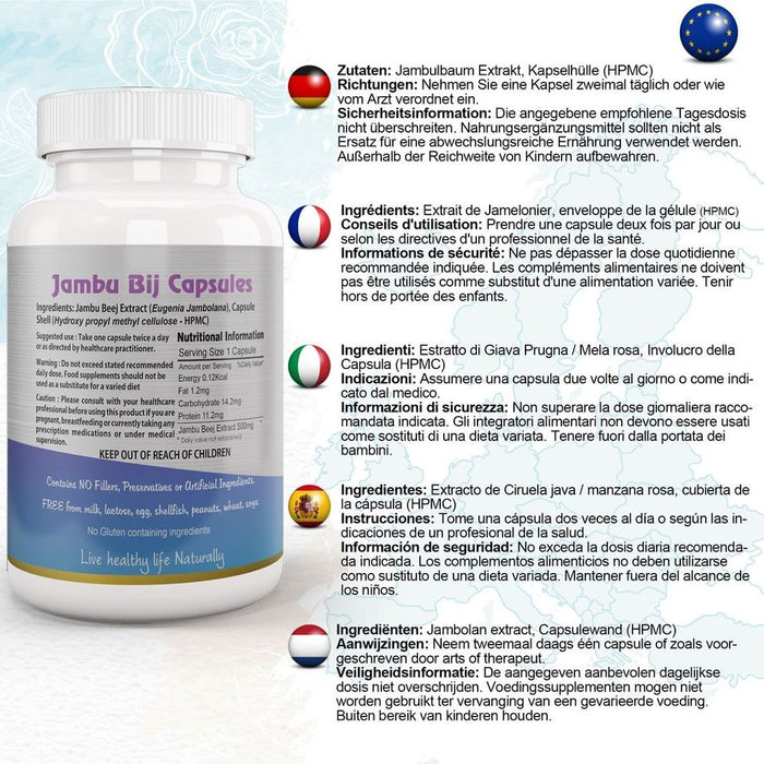 Jambu Bij Capsule - Supports Sugar, Anti-Inflammatory, Astringent, High-Quality Syzygium Cumini Supplement