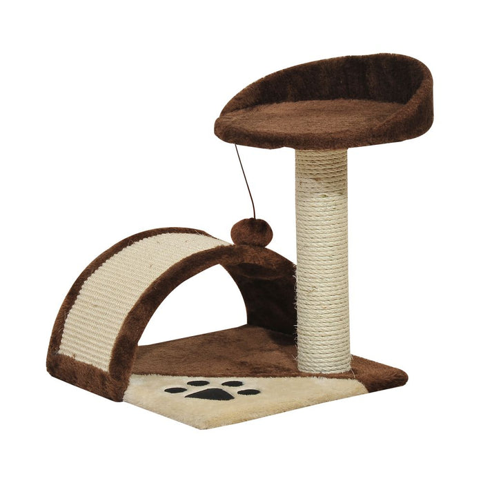 PawHut Cat Tree Scratching Scratcher Post Kitten Activity Centre Climber Hanging Ball Brown