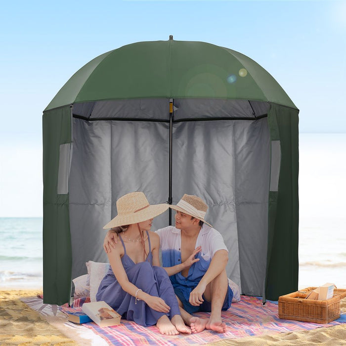 2m Beach Parasol Fishing Umbrella Brolly Shelter with Bag, UV30+