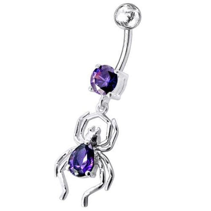 Fancy Jeweled Spider Dangling Belly Ring