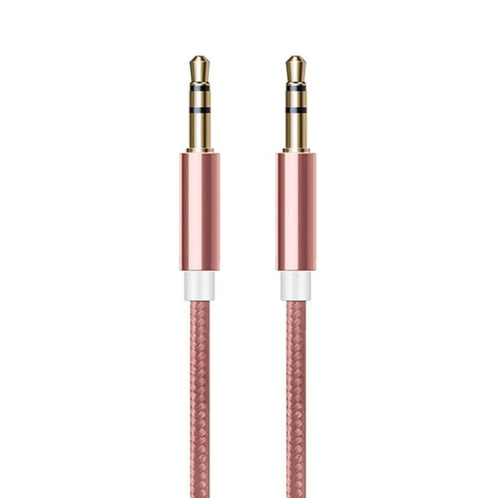 FX Powabud Aux-In-Cable 3.5mm Braided, Rose Gold - High-Quality Audio for Mobile Devices