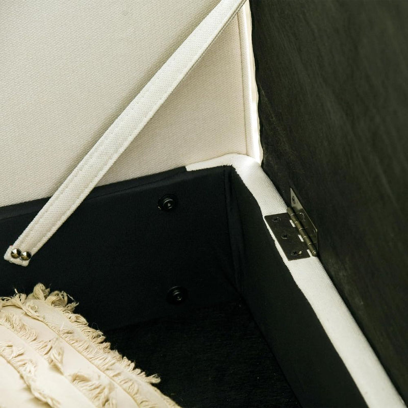 HOMCOM Compact Loveseat Sofa 2 Seater Sofa with Storage and Wood Legs Cream