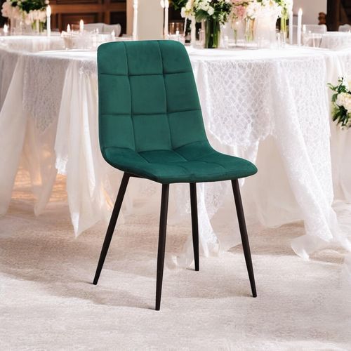 GREEN FABRIC CHAIR BLACK METAL LEGS