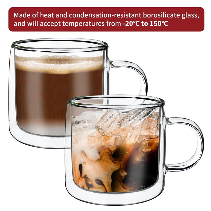 VINSANI DOUBLE WALL GLASSES - Premium Quality Heat-proof Cups for Hot & Cold Drinks