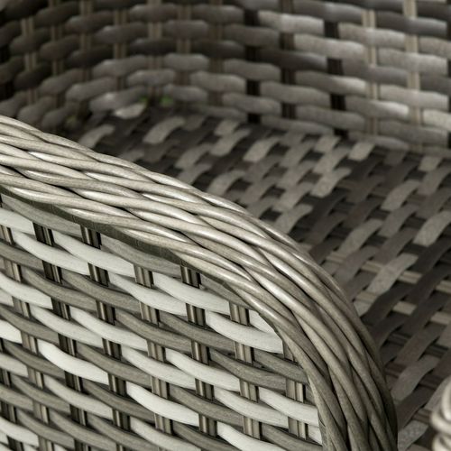 Outsunny 7 Pieces Rattan Dining Sets w/ Tempered Glass Umbrella Hole Table