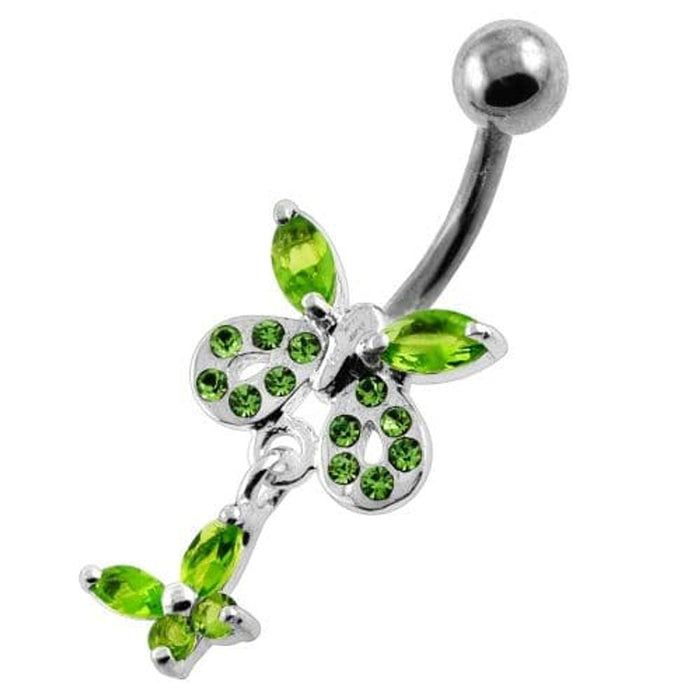 Jeweled Tiny Butterfly Belly Button Piercing