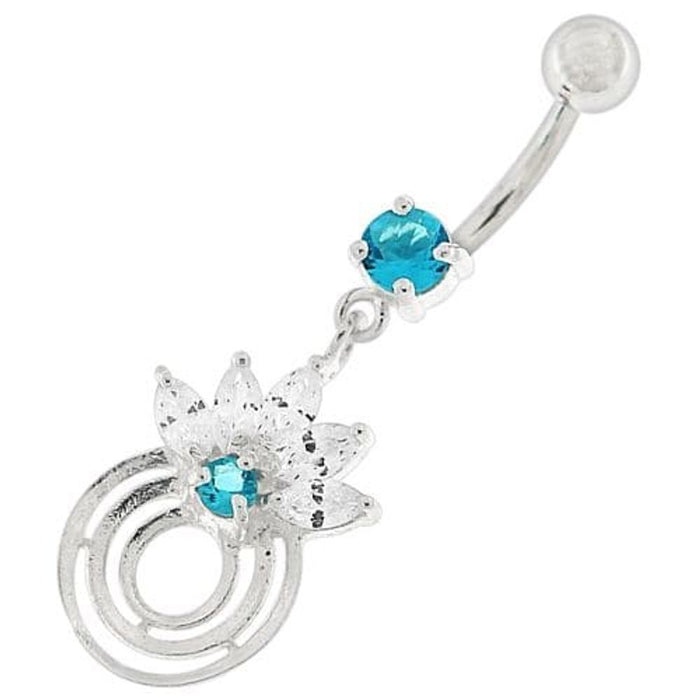 Round Circle with Crown Dangling Belly Ring