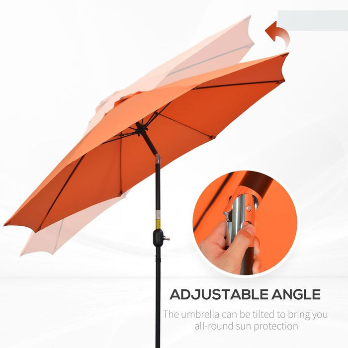 Outsunny 2.6M Patio Umbrella - Sunshade Canopy w/ Tilt & Crank Orange, Excellent Quality