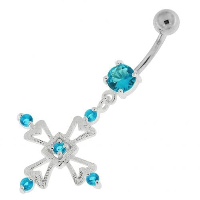 Jeweled Irish Cross Navel Belly Button Ring