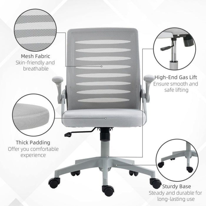 Vinsetto Mesh Office Chair Home Swivel Task Chair w/ Lumbar Support, Arm, Grey