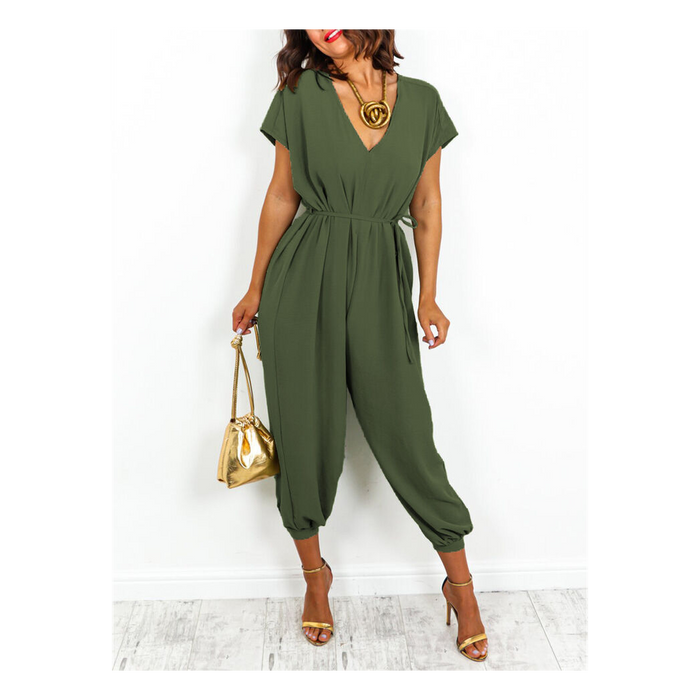 Ladies V Neck Tie Up Jumpsuit