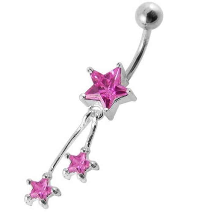 Jeweled Stars Dangling Belly Ring