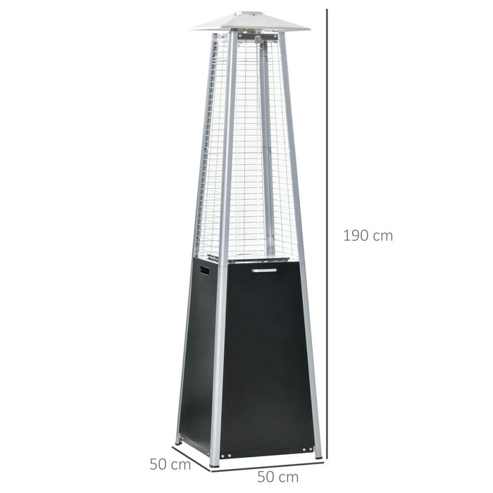 11.2KW Outdoor Patio Gas Heater Standing Pyramid Propane Heater Tower Wheels