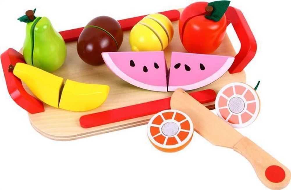 LELIN Fruit Play Set - Imaginative, Educational, & Fun Kitchen Toy for Young Chefs - Includes Chopping Board, Knife, Watermelon, Pear, Kiwi, Apple - Ages 3+