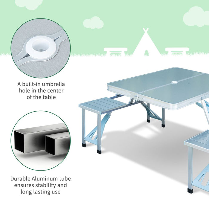 Versatile Outdoor Folding Table Chairs Set - Lightweight Aluminum for Camping, Picnic, Garden - Outsunny