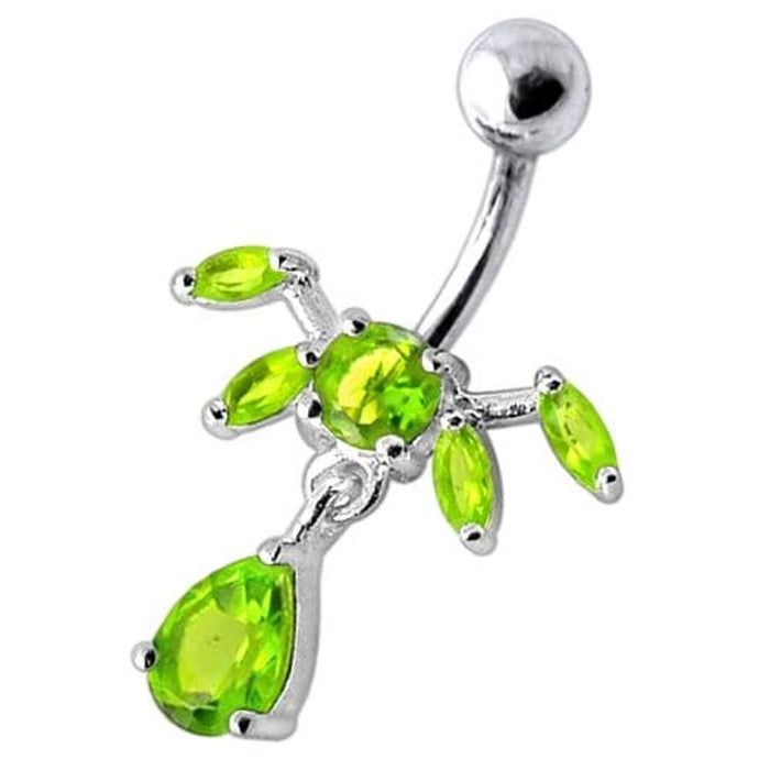 Fancy Dangling SS Bar Navel Ring Body Jewelry