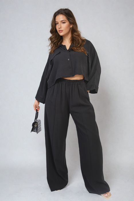 Rosie Oversized Crop Top & Wide Leg Trouser Co-ord Set