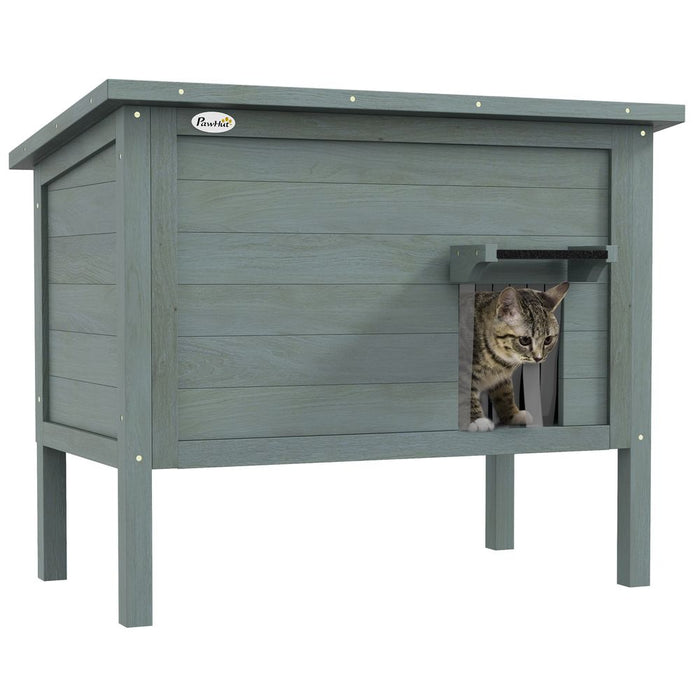 PawHut Insulated Outdoor Cat House - Charcoal Grey