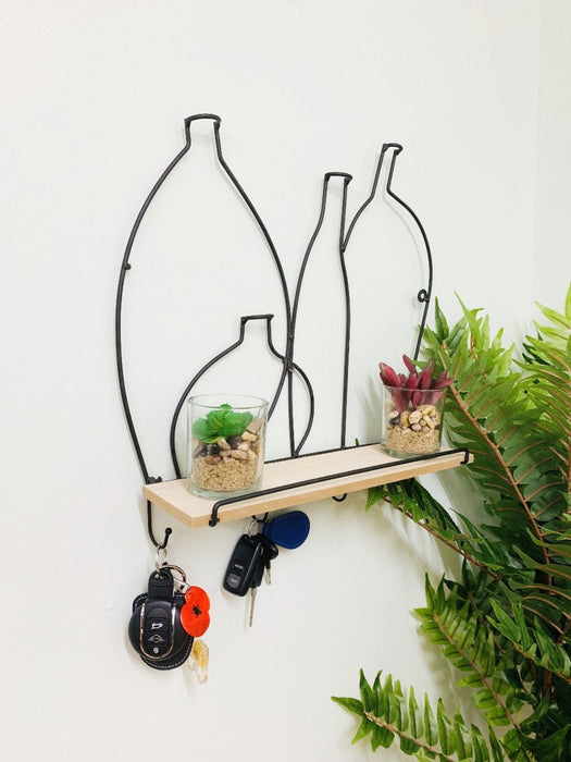 Premium Wire Bottle Shelf w/ 4 Hooks - Best Quality & Stylish Design - Perfect for Any Culinary Area - 40x34.5cm - SKU: WF2508