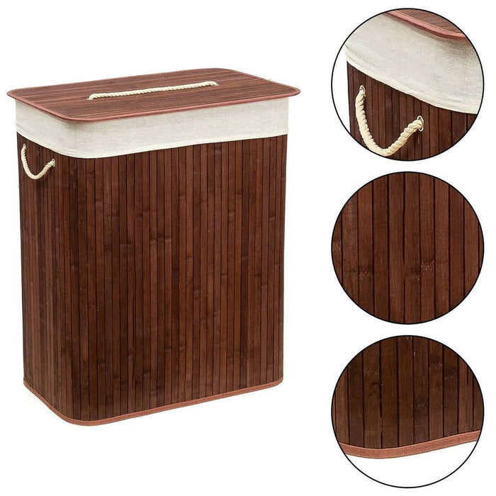 Bamboo Laundry Basket-Brown w/ Divider