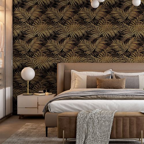 Textured Palm Gold/Chocolate sw12 wallpaper