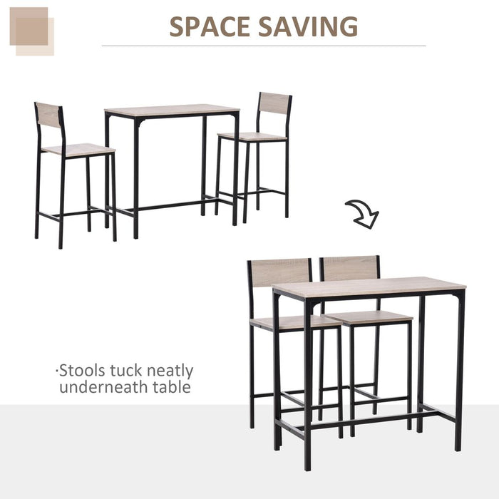 Premium Quality Metal Frame MDF Top Table & Bar Stool Set - Sleek Black Design