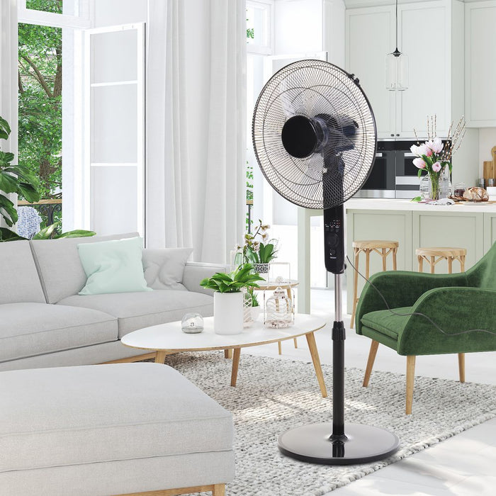 High-Powered RC Oscillating Floor Fan, 3 Speeds & 7.5-Hour Timer, Premium Quality, Remote Control Included