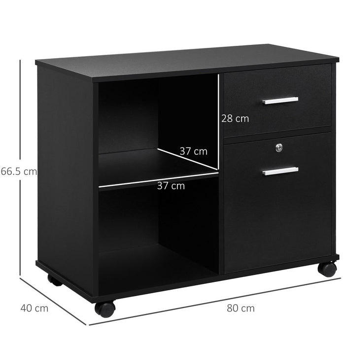 Filing Cabinet Mobile Printer Stand  Drawer for A4 Size Files, Black Vinsetto