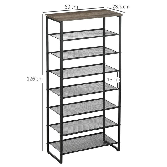 HOMCOM 8-Tier Shoe Rack: 21-24 Pair Shoe Storage Shelf for Entryway - Sturdy, Metal Construction