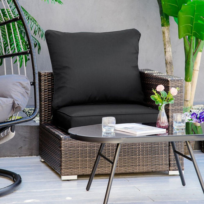 Premium Outdoor Seat & Back Cushion Set. Deep Seating Chair Cushion. Black. Comfortable & Durable. Removable & Washable Covers.