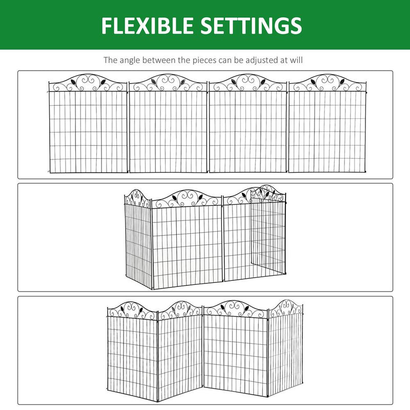 Garden Fence Panels - Steel Wire Border Edging - Outsunny - 4 Panels 44in x 12ft - Elegant & Practical