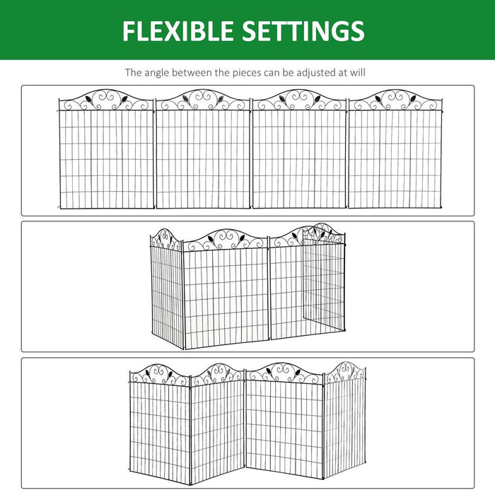 Garden Fence Panels - Steel Wire Border Edging - Outsunny - 4 Panels 44in x 12ft - Elegant & Practical