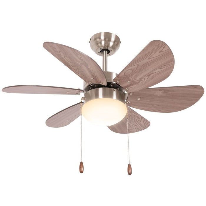 Premium Reversible Ceiling Fan w/Light, Pull-chain, Brown - HOMCOM