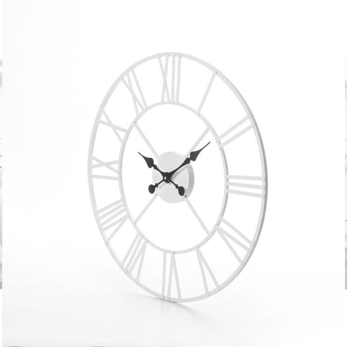 Stunning 60CM Roman Metal Clock - Classic White Design - High-Quality - Perfect for any Room Setting - Long-Lasting Battery - Indoor/Outdoor Use