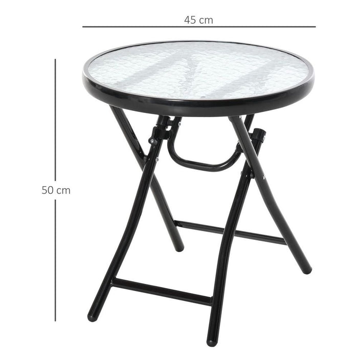 Folding Garden Table - Round Foldable Table - Safety Buckle - Black