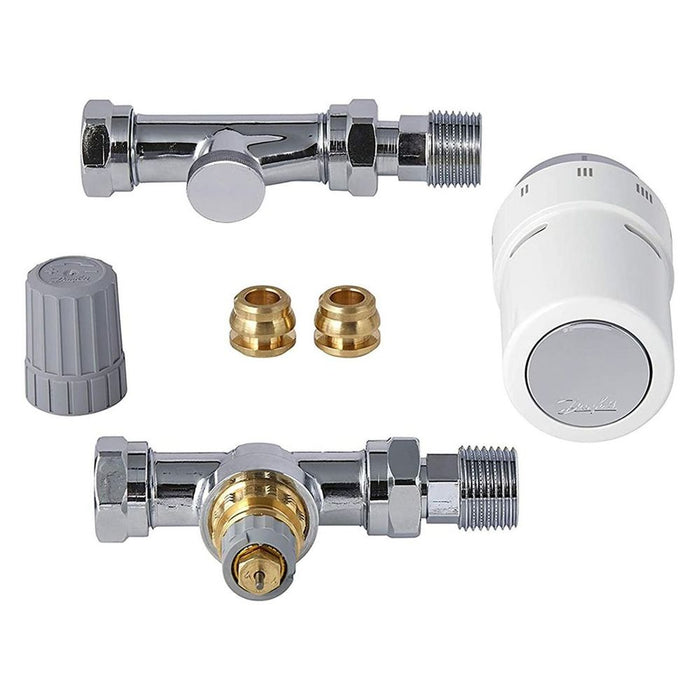 Danfoss RAS-D2 TRV Combi Sensor Set - White Sensor, Chrome Straight, 10/15 mm