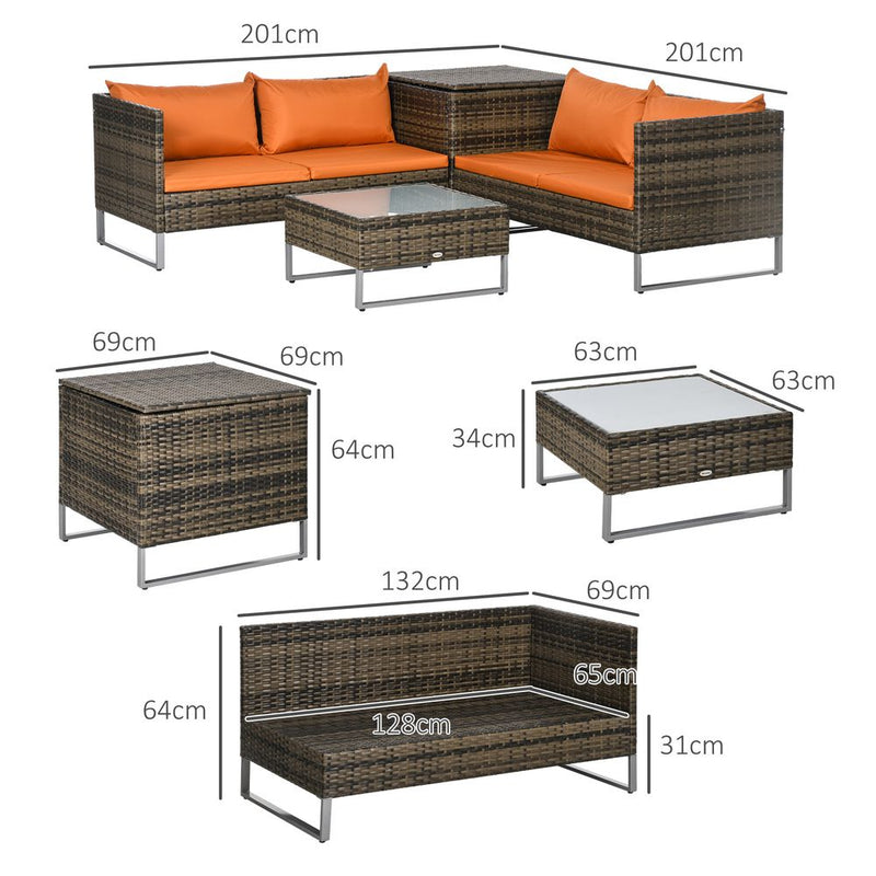 Ultimate Comfort 4Pcs Rattan Sofa Set + Cushions for Patio Garden - Outsunny