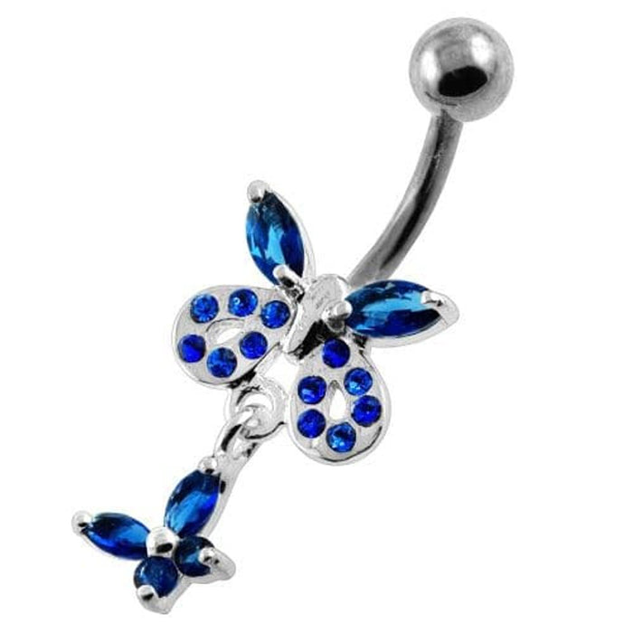 Jeweled Tiny Butterfly Belly Button Piercing