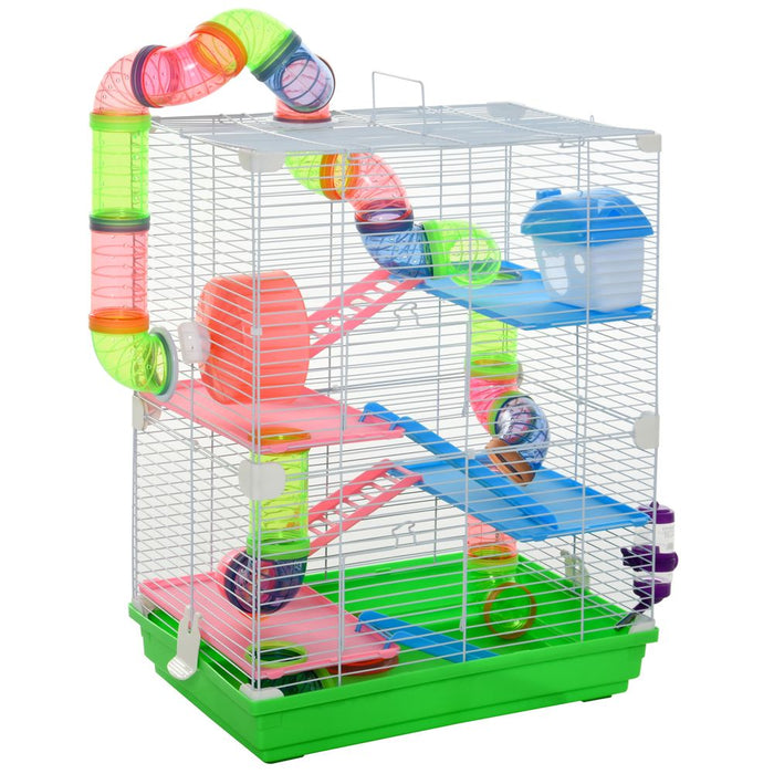 Ultimate 5-Tier Hamster Cage: Safe, Stimulating & Fun Habitat + Exercise Wheels & Tunnel