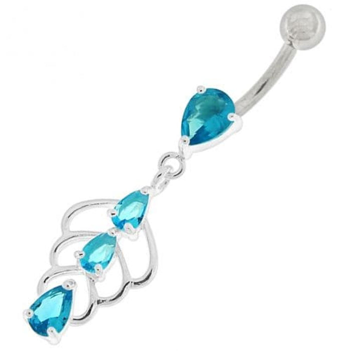 Triple Stone Jeweled Joining Belly Ring