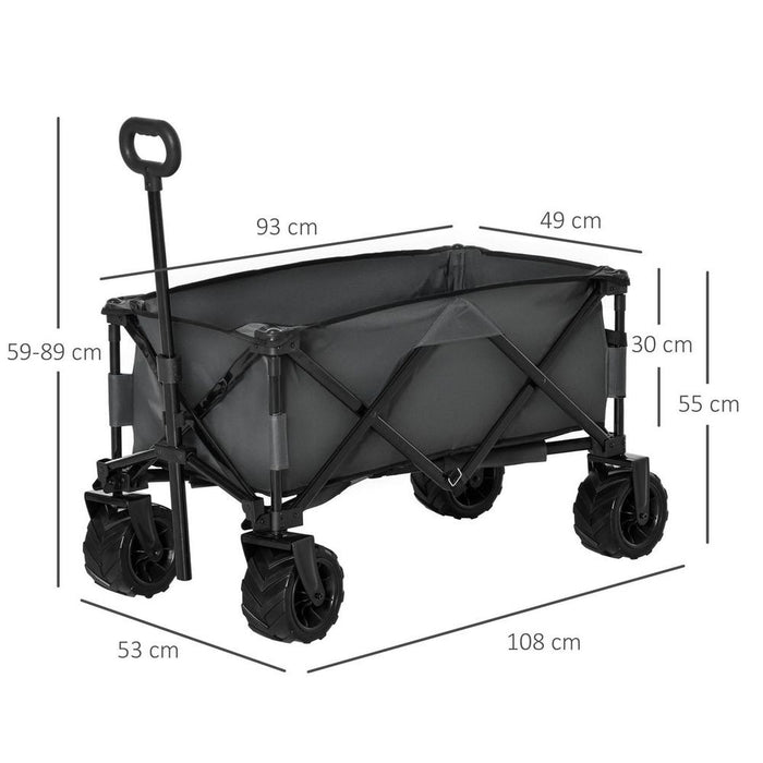 Outsunny Folding Cargo Wagon Beach Trailer - Dark Grey